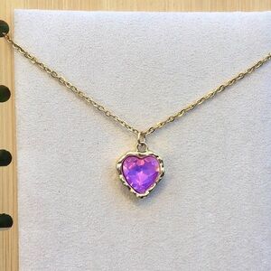Purple-Pink Opal Aurora Borealis Crystal Heart Pendant Drop Necklace